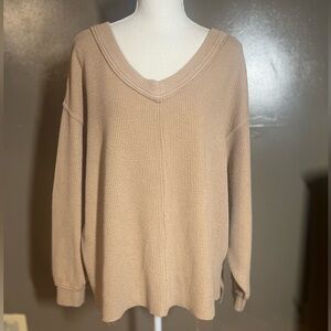 Aerie Tan V-Neck Sweater